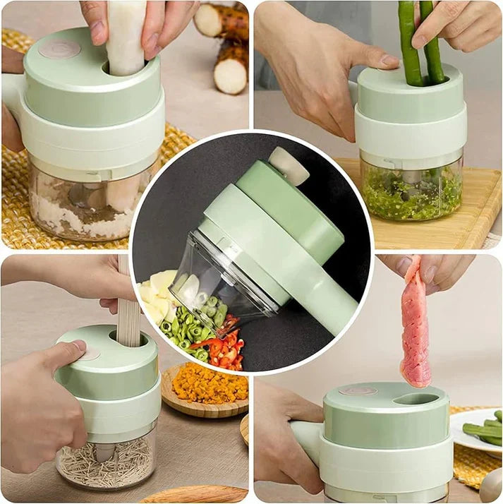 4-in-1 Electric Vegetable Cutter | Mini Wireless Food Processor & Garlic Chopper