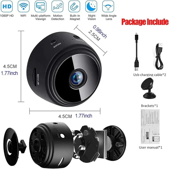 Keepinno Mini WiFi Hidden Camera – 1080P HD Spy Cam with Live Feed, Night Vision & Motion Detection